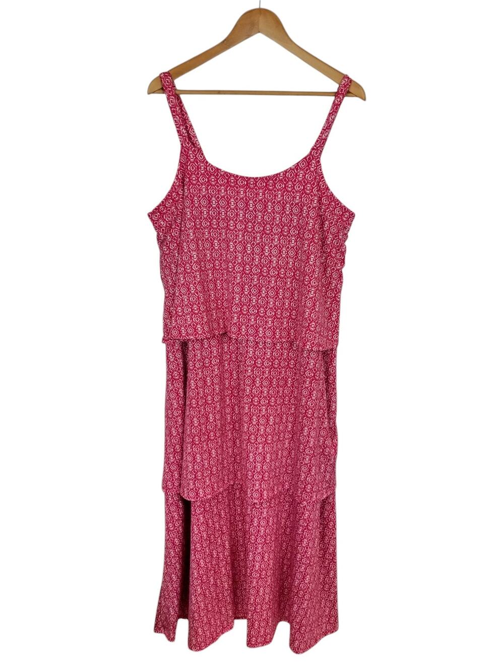 Antthony Original Pink White Sleeveless Stretch Knit Tiered Maxi Dress Womens XL